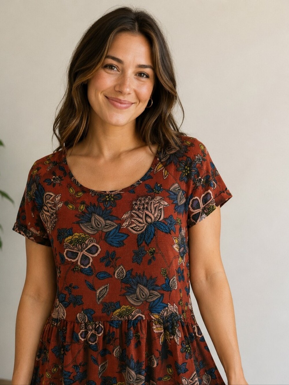 Women's Blouse Xhilaration Peplum Size Medium Top Shirt Floral Lace Up Shirt